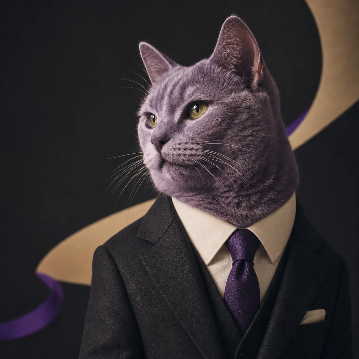 Michi de FactuCat con traje, como asesor de operaciones